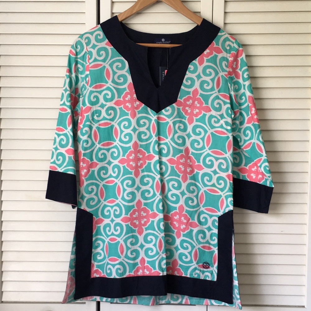 Simply Southern Tunic Cover Up Swirly Top S - Picture 2 of 14